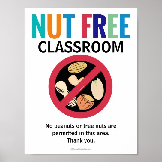 nut-free-area-classroom-customised-allergy-school-poster-zazzle-co-uk
