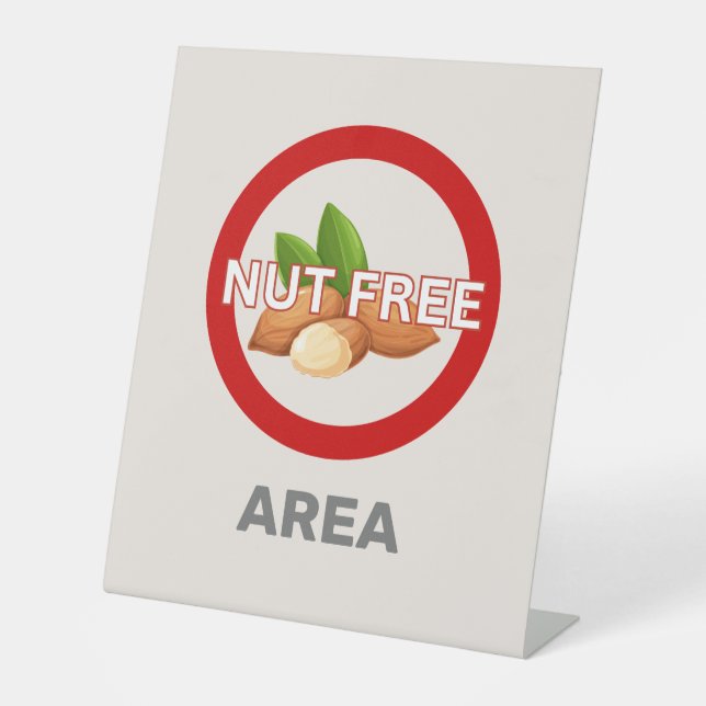 Nut Free Area Customised Food Allergy Alert  Pedestal Sign (Front)