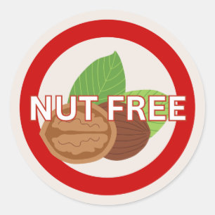 Nut Free Food Allergy Alert Classic  Round Sticker