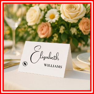 Nut Free Menu Modern Script Wedding Place Cards