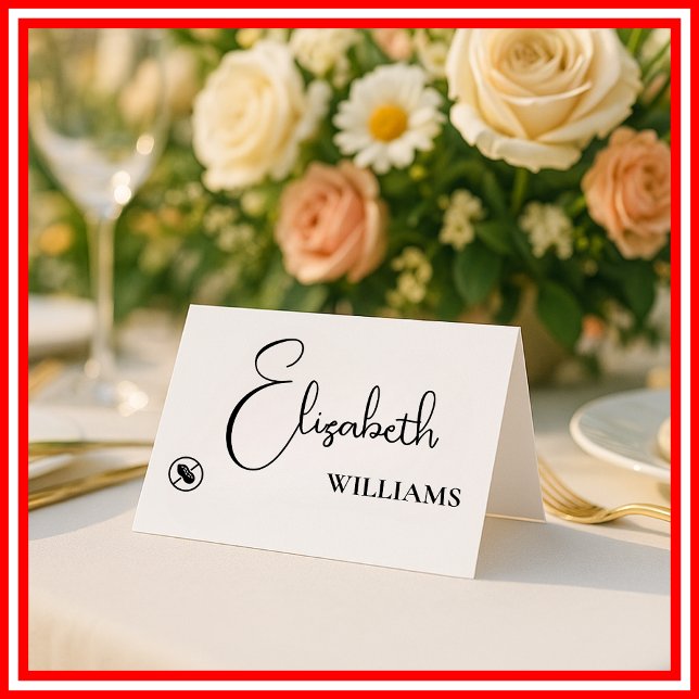 Nut Free Menu Modern Script Wedding Place Cards (Creator Uploaded)