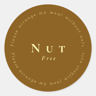 Nut-Free Request Sticker, Brown - Light yellow Classic Round Sticker