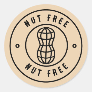 Nut Free Sticker   Allergy Alert Square or Round 