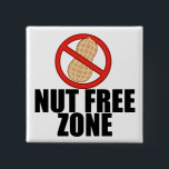 Nut Free Zone 15 Cm Square Badge<br><div class="desc">Peanut free zone! Raise allergy awareness with this picture of a peanut with a red x over it. Great gift for someone with a peanut or tree nut allergy.</div>