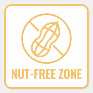 Nut Free Zone Allergy Safety Square Sticker