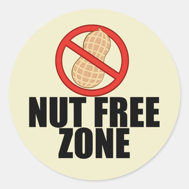 Nut Free Zone Cool Peanut Allergy Awareness Classic Round Sticker (Front)