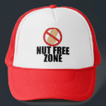 Nut Free Zone Trucker Hat<br><div class="desc">I'm allergic to nuts. Peanut allergy t-shirt to let everyone know to be careful with peanut butter and tree nuts around your child. Have a kid with nut allergies? Get this shirt. *Images used on this item are licensed and © GraphicsFactory.com</div>