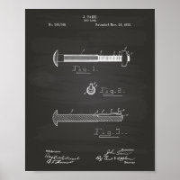 Nut Lock 1893 Patent Art Chalkboard