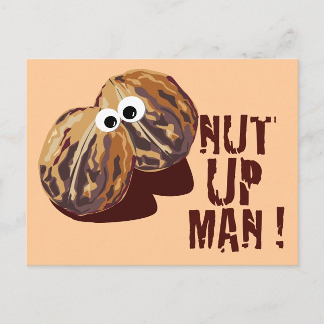 'NUT UP MAN' humourous parody Postcard (Front)