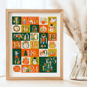 Nutcracker Advent Calendar Christmas Sign Poster