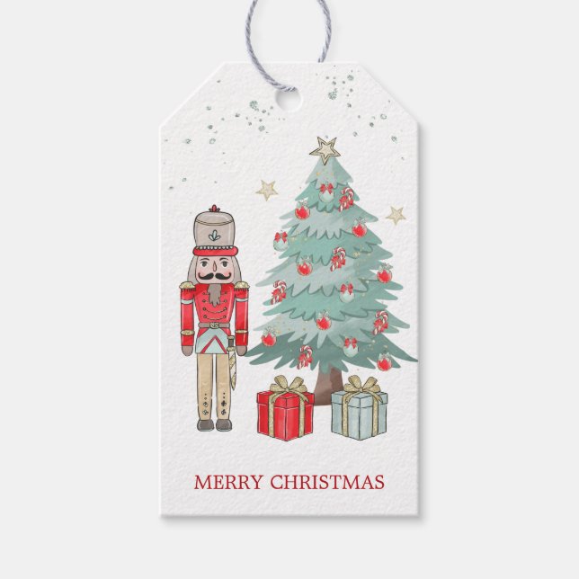 Nutcracker and Christmas tree Gift Tags (Front)