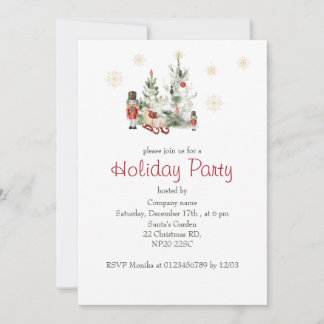 Nutcracker and christmas tree watercolor cute Chr Invitation