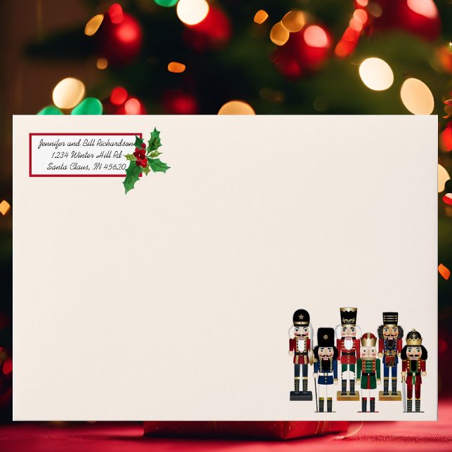 Nutcracker and Holly Christmas Personalise  Envelope (Creator Uploaded)