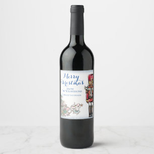 Nutcracker and Mice with Christmas Tree Wine Label