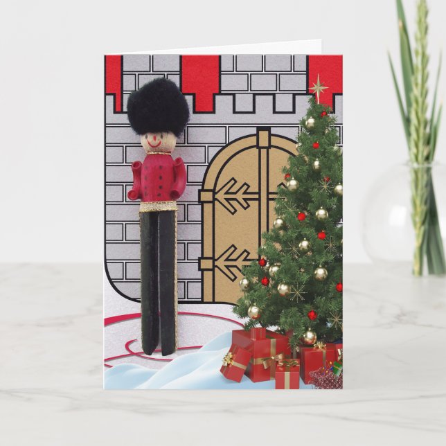 Nutcracker at Castle Entrance for Christmas Holiday Card (Front)
