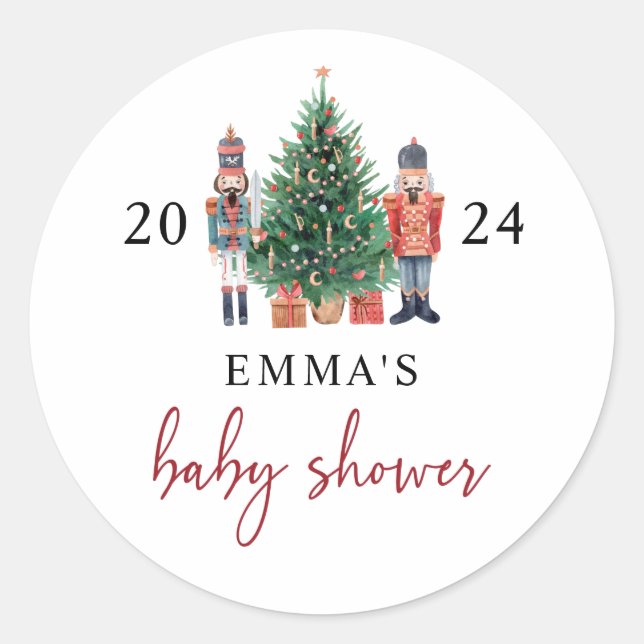 Nutcracker Baby Shower Classic Round Sticker (Front)