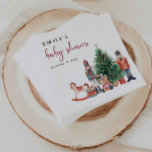 Nutcracker Baby Shower Napkin<br><div class="desc">Nutcracker Baby Shower Napkins. This cute and unique holiday nutcracker baby shower napkin features hand-painted watercolor nutcracker toy soldiers and a beautiful Christmas tree. Find matching items in the Christmas Holiday Nutcracker Collection.</div>