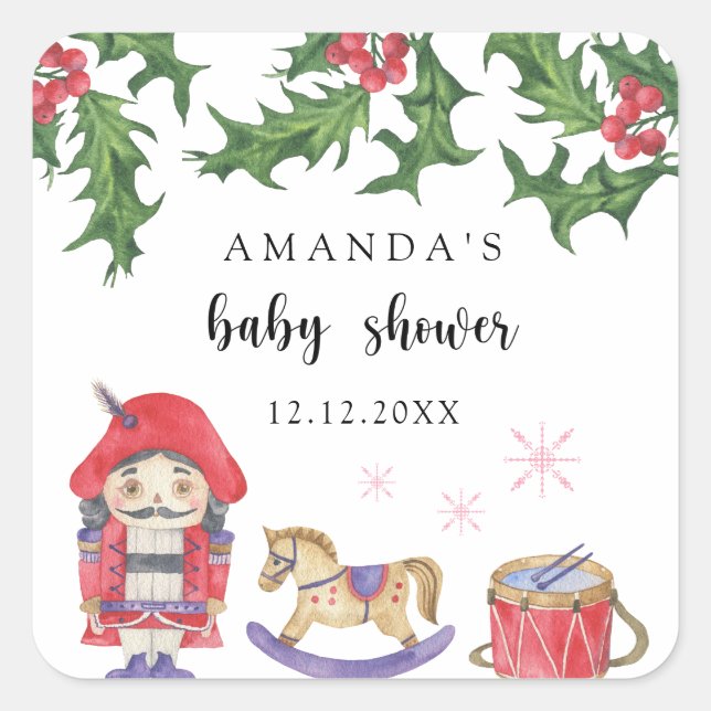 Nutcracker Baby Shower Square Sticker (Front)