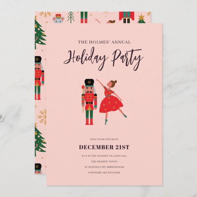 Nutcracker Ballerina Annual Christmas Party Invitation (Front/Back)