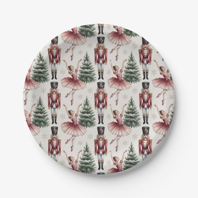 Nutcracker Ballerina ballet dancer christmas tree  Paper Plate (Front)
