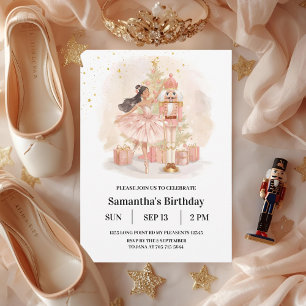 Nutcracker Ballerina Birthday   Pink & Gold Invitation