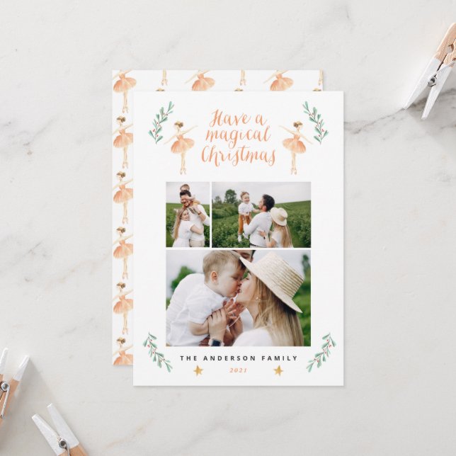 Nutcracker ballerina botanical 3 photo Christmas (Front/Back In Situ)