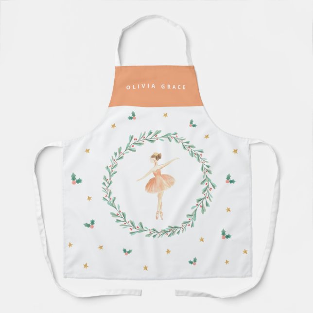 Nutcracker ballerina botanical cute Christmas girl Apron (Front)