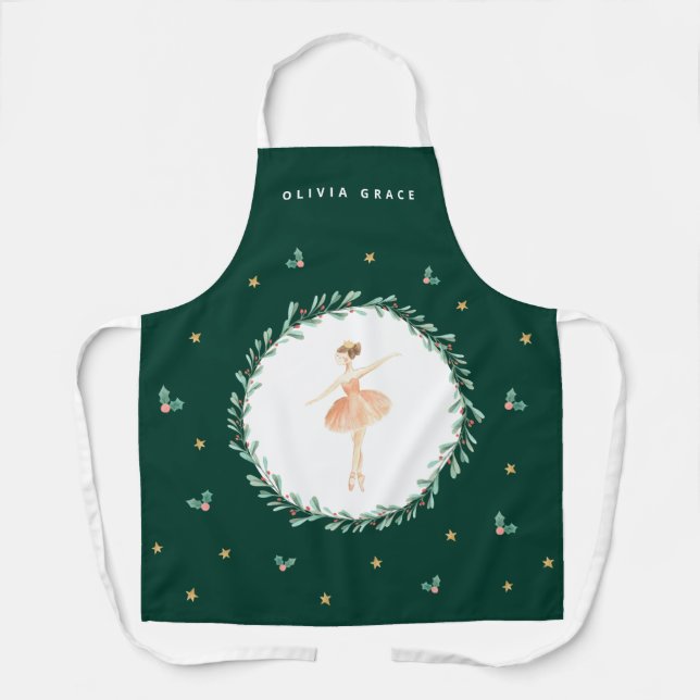 Nutcracker ballerina botanical cute Christmas girl Apron (Front)