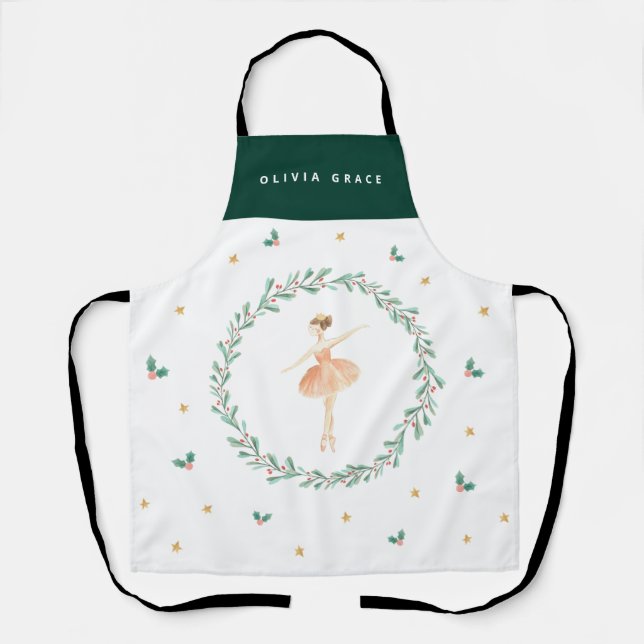 Nutcracker ballerina botanical cute Christmas girl Apron (Front)