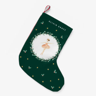 Nutcracker ballerina botanical cute Christmas girl Small Christmas Stocking