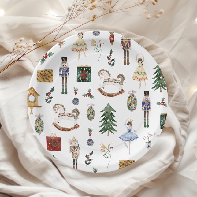 Nutcracker ballerina Christmas birthday party Paper Plate (Creator Uploaded)