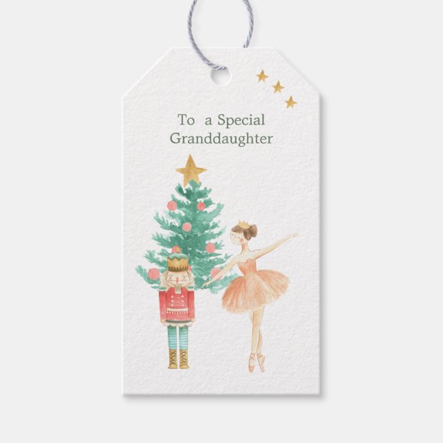 Nutcracker Ballerina Christmas Gift Tags (Front)