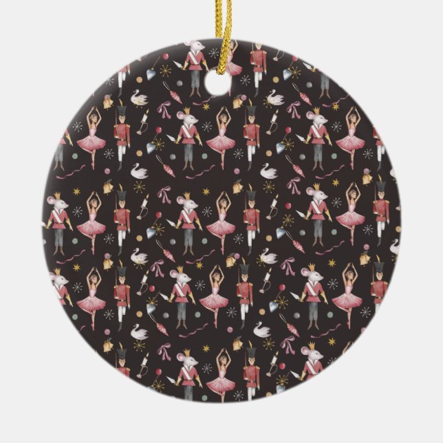 Nutcracker Ballerina Christmas gifts Ceramic Tree Decoration (Front)