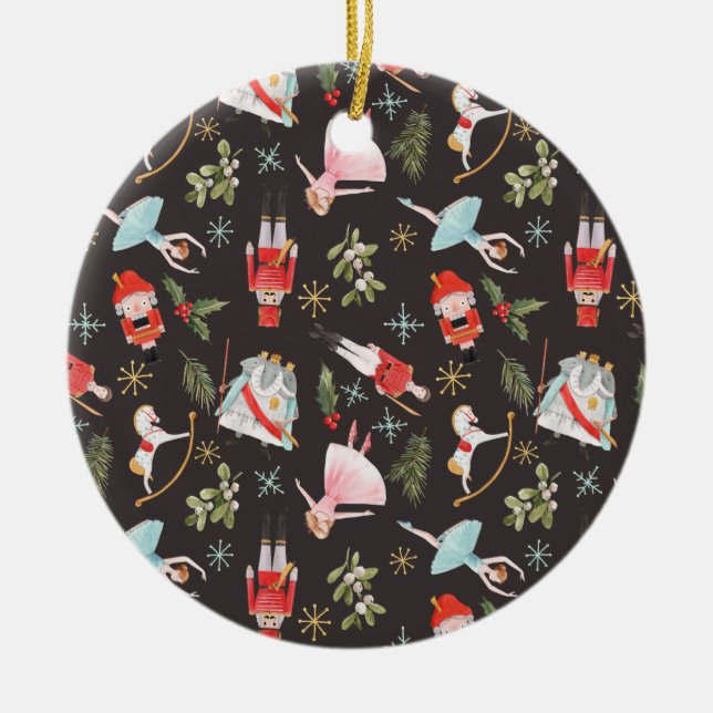 Nutcracker Ballerina Christmas gifts Ceramic Tree Decoration (Front)