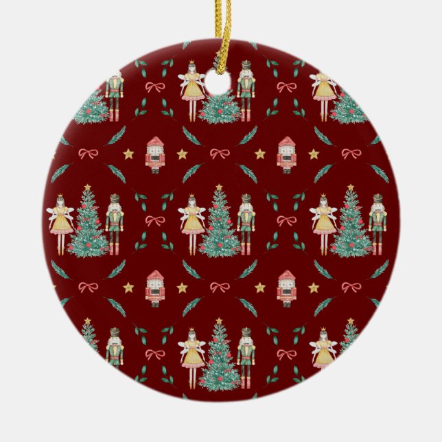 Nutcracker Ballerina Christmas gifts Ceramic Tree Decoration (Front)