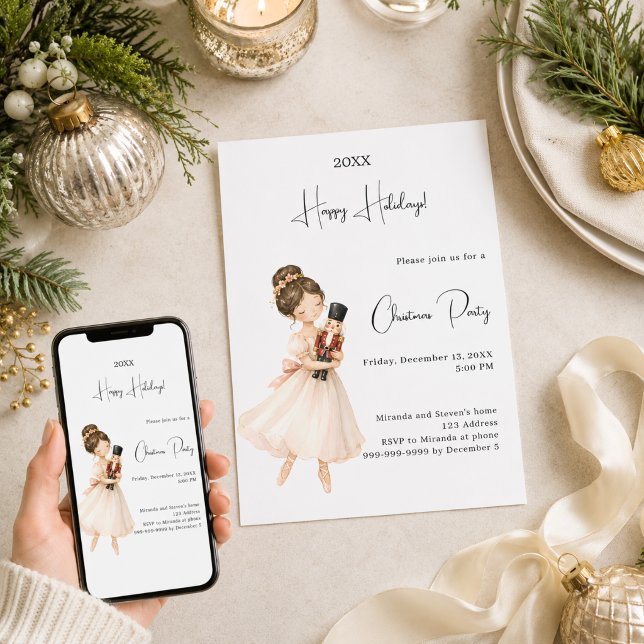 Nutcracker Ballerina Christmas Party Invitation (Creator Uploaded)
