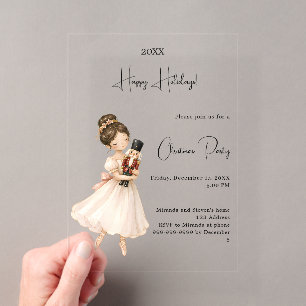 Nutcracker Ballerina Christmas Party luxury Acrylic Invitations