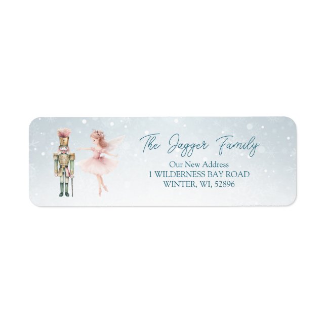 Nutcracker Ballerina Christmas return address  Lab (Front)