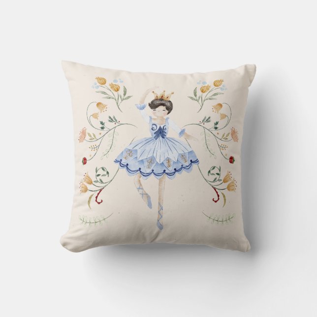 Nutcracker Ballerina Christmas Throw Pillow (Front)