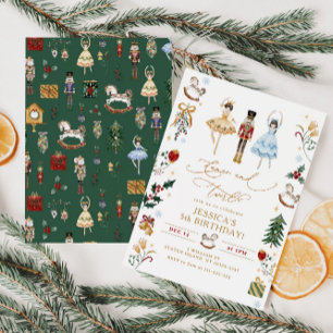 Nutcracker ballerina dance and twirl birthday invitation