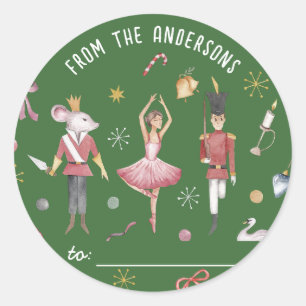 Nutcracker Ballerina family Christmas Gift Classic Round Sticker