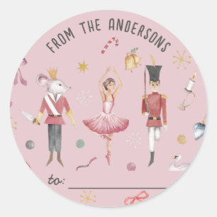 Nutcracker Ballerina family Christmas Gift  Classic Round Sticker