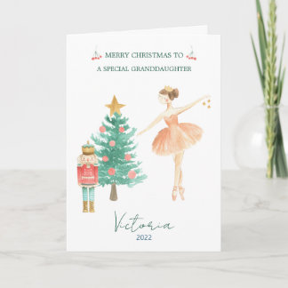 Nutcracker Ballerina Granddaughter Christmas Holiday Card