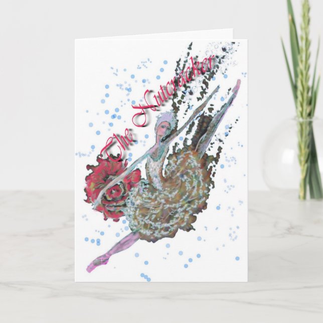 Nutcracker Ballerina in Grand Jete-322 Holiday Card (Front)