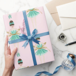 Nutcracker Ballerina, Mint & Blush Wrapping Paper