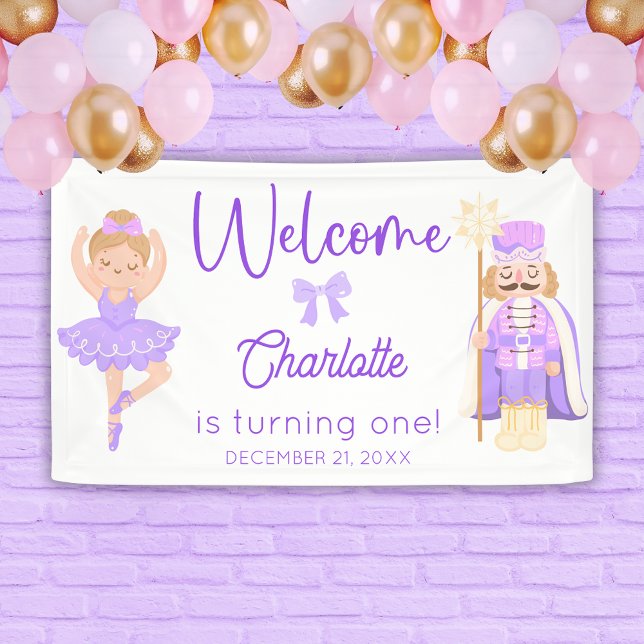 Nutcracker Ballerina Purple Birthday Welcome Banner (Creator Uploaded)