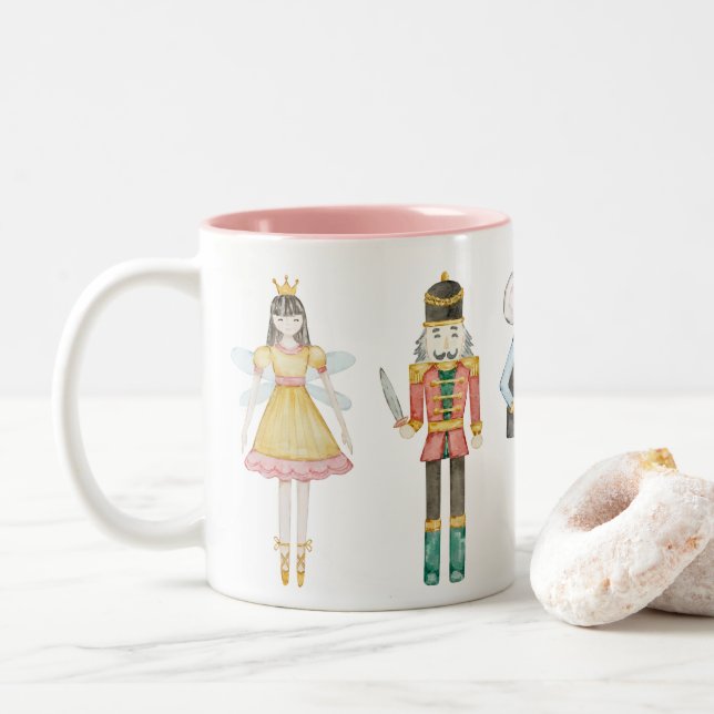 Nutcracker Ballerina Unique Pastel Christmas Mug (With Donut)