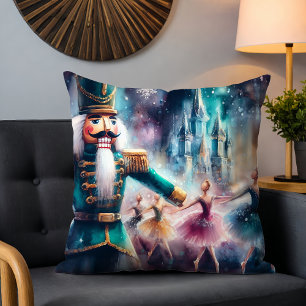 Nutcracker Ballerina Watercolor Christmas Dance Cushion