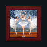 Nutcracker Ballerina Wooden Jewelry Keepsake Box<br><div class="desc">Gorgeous "Land of Snow" dancing ballerinas tile art wooden keepsake jewelry box! Beautiful dancing nutcracker ballerinas tile art on top of the box.
Wonderful keepsake art gift idea for family and friends! Wonderful gift for ballerinas,  dance instructors,  ballet lovers,  nutcracker fans,  and dance or ballet teachers as well!</div>