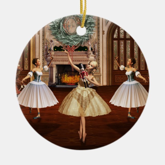 Nutcracker Ballerinas Double Sided Round Ornament (Front)